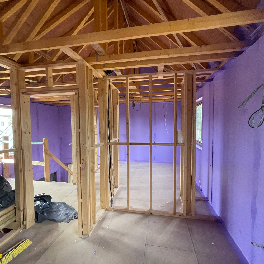 Passive Purple liquid-applied membrane sealing gaps to achieve exceptional airtightness